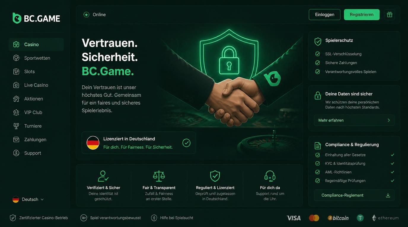Blogbeitrag über Rechtskonformität der Registrierung im BC Game Casino mit deutschem Siegel